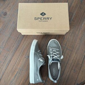 Sperry size 9 Crest Vibe Linen Gray shoes with original box